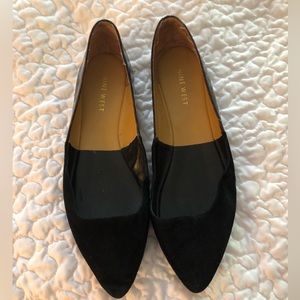 A pair of Nine West suede and leopard flats